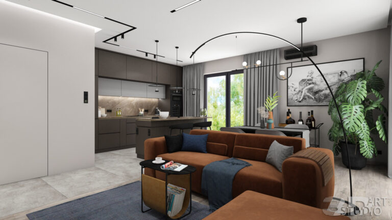 Wizualizacja 3D nowoczesnego mieszkania