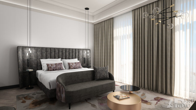 Pokój hotelowy styl glamour